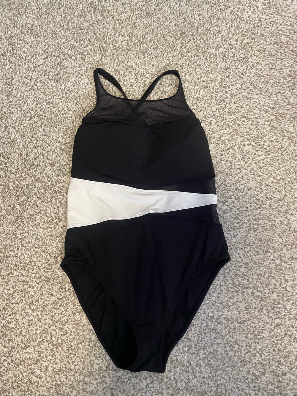 Bleu Rod Beattie Black and White Swimsuit with Mesh Insets Size 12